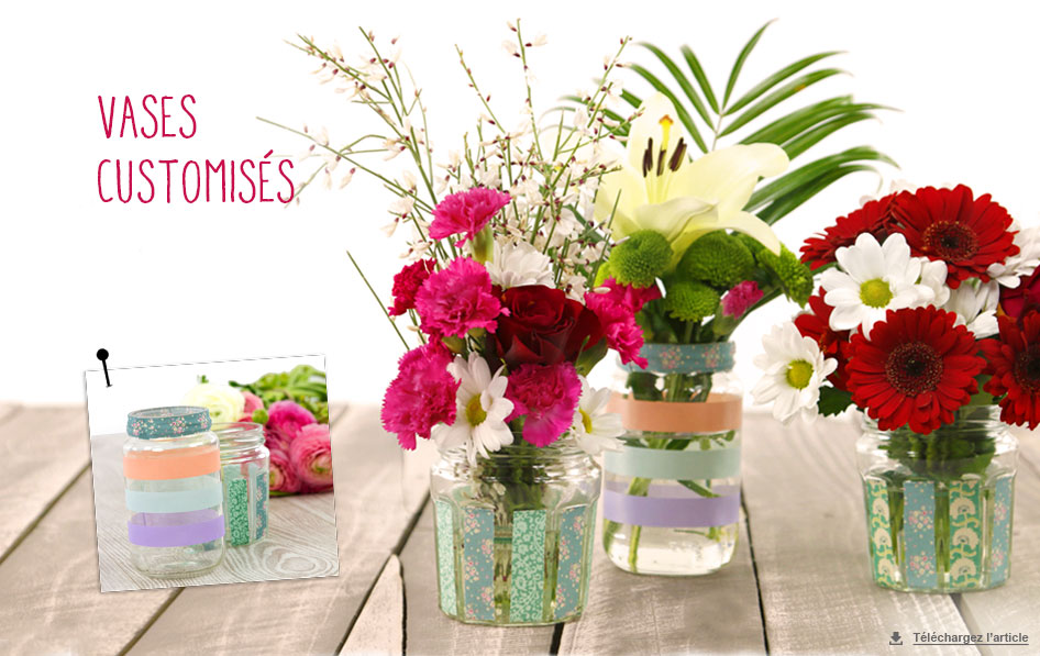 Déco masking tape vase, photophore d’idées Jardinerie